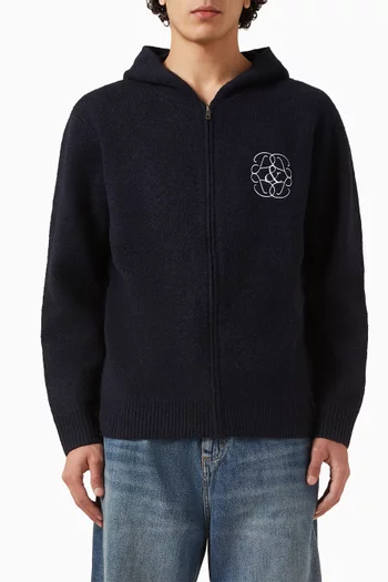 Symbol Zip-Up Hoodie in Mohair-knit