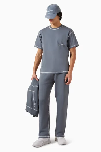 تي شيرت بحياكة معكوسة وشعار الماركة قطن