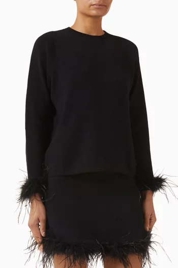 سترة جيمي بأساور مزينة بالريش نسيج