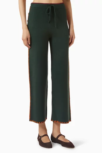 بنطال بقصة ساق واسعة منسوج بحياكة بغرزة البطانية