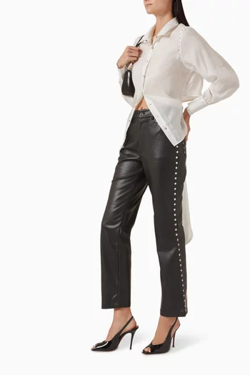 Studded Leg Pants in Vegan Leather