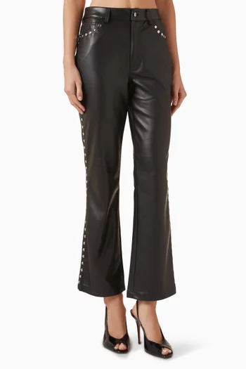 Studded Leg Pants in Vegan Leather