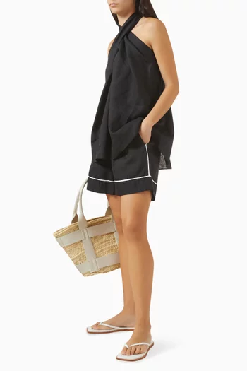 بلوزة بيانكا بحمالة حول الرقبة كتان