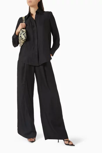 Wide-leg Pants in Silk-jacquard