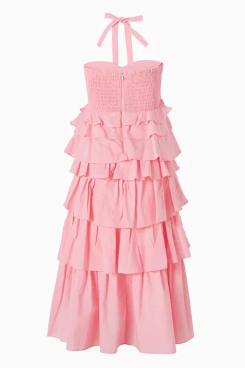 فستان ايلي طويل بكشكش قطن