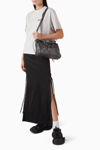 حقيبة لو سيتي صغيرة جلد بنقشة جلد التمساح