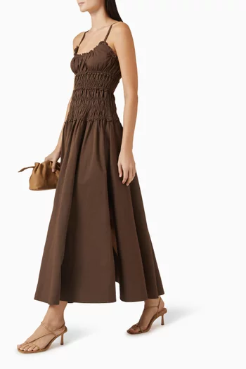 فستان توبي متوسط الطول قطن