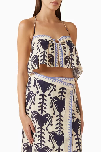 بلوزة أوشنك بحمالات حول الرقبة كتان