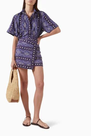 تنورة هانتينج روتس بتصميم ملفوف قطن بوبلين