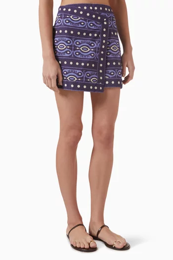 تنورة هانتينج روتس بتصميم ملفوف قطن بوبلين