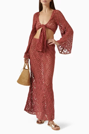 فستان مارسالا اندر ذا سي مزين بتطريزات قطن