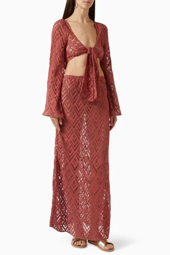 فستان مارسالا اندر ذا سي مزين بتطريزات قطن