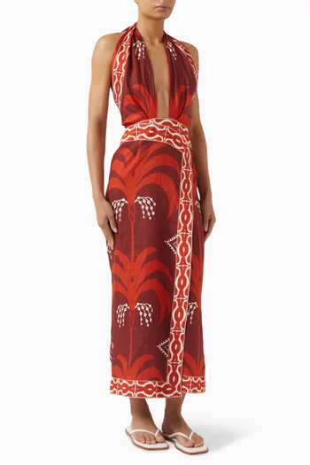 Buen Viento Printed Dress in Linen