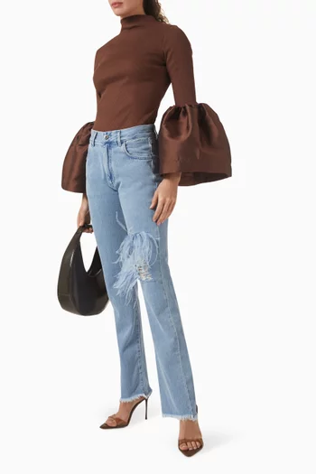 Turtleneck Top in Jersey & Satin