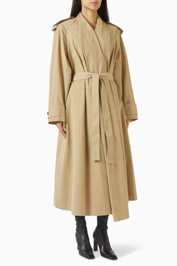 Dune Belted Long Coat in Cotton