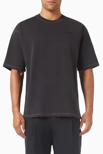 تي شيرت جيف بتطريز شعار الماركة قطن