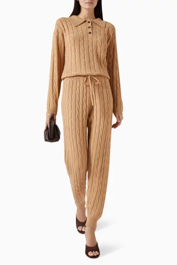 سترة بولو بأزرار منسوجة بغرزة الضفيرة