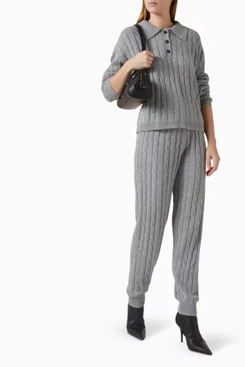 Drawstring Tapered Pants in Cable-knit