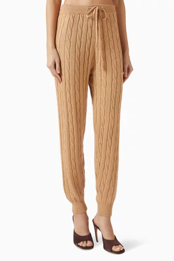Drawstring Tapered Pants in Cable-knit