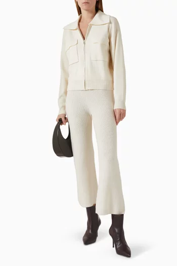 كارديغان بياقة عالية وسحّاب نسيج سادة