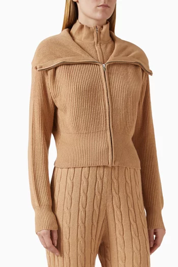 سترة بسحّاب مزدوج نسيج مضلع