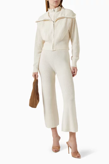 سترة بسحّاب مزدوج نسيج مضلع