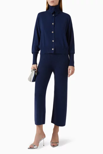 كارديغان بصف أزرار نسيج سادة