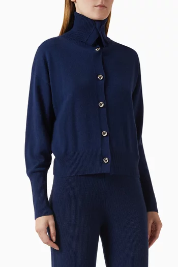 كارديغان بصف أزرار نسيج سادة