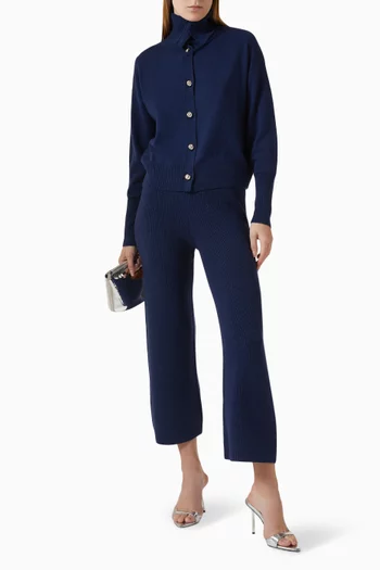 Straight-leg Pants in Plain-knit