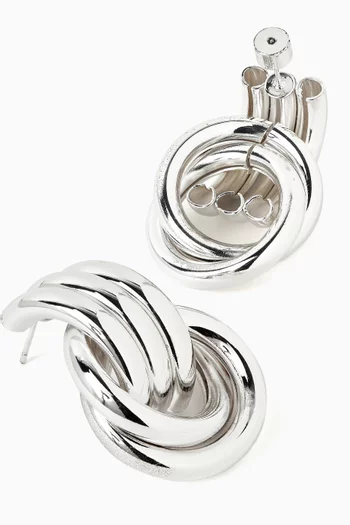 أقراط بعقدة مزدوجة معدن مطلي فضة