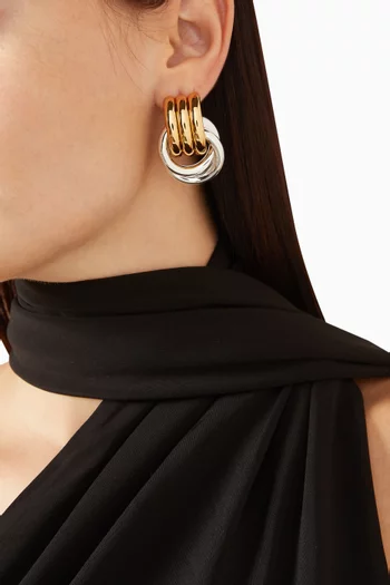 أقراط بعقدة مزدوجة مزيج معادن