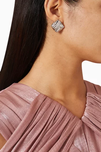 Wind Stud Earrings in Silver-plated Stainless Steel