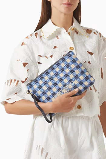 Zipped Flat Pouch in Raffia