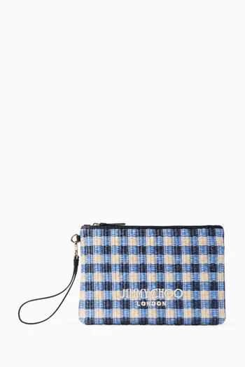 Zipped Flat Pouch in Raffia