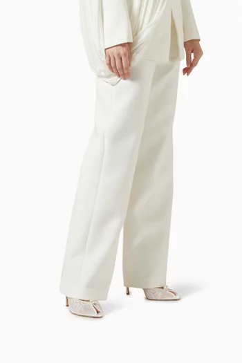 حذاء ديبي مفتوح من الخلف بكعب 100 مم قماش شبكي