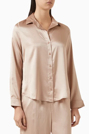 Logo Pyjama Shirt in Satin