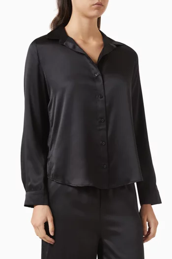 Logo Pyjama Shirt in Satin