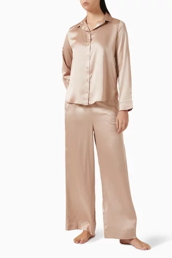 Logo Wide-leg Pants in Satin
