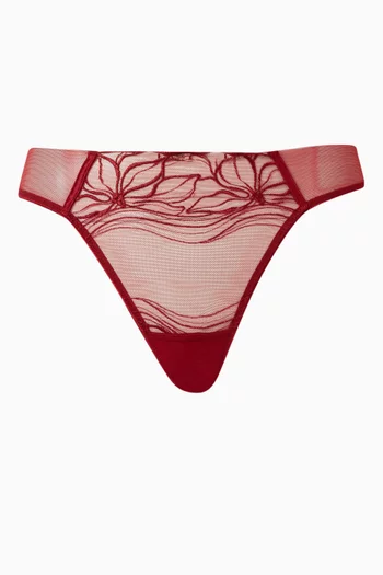 Floral-lace Thong