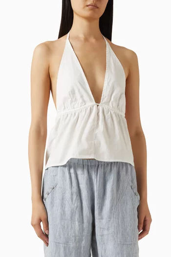 Button Halter Top in Linen