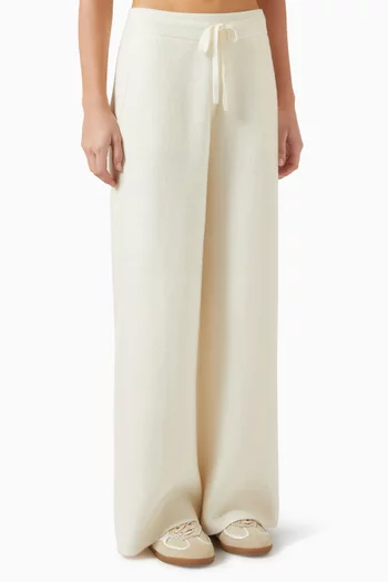 بنطال منسوج من مزيج صوف وكشمير مزدوج