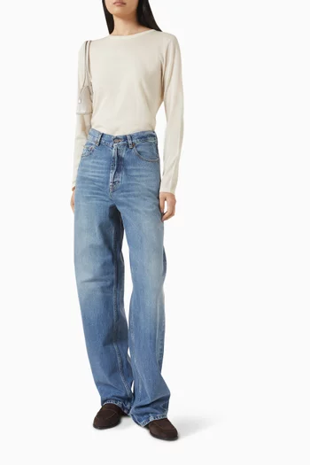 سترة بفتحة رقبة مستديرة مزيج كشمير وحرير خفيف الوزن