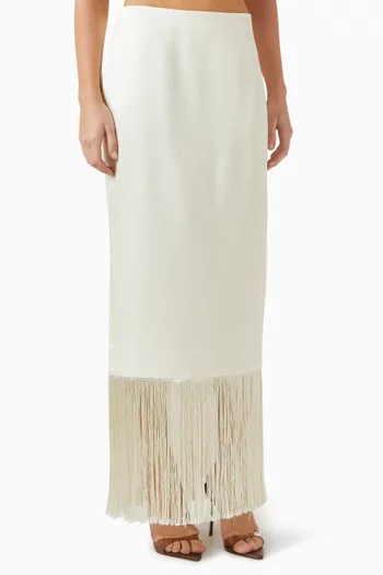 تنورة طويلة بشرّابات مزيج صوف وحرير