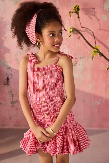 فستان روبي بنقشة مربعات غينغهام قطن