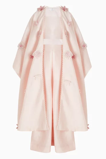 Zayna Flower Cape 3-piece Set in Silk-blend