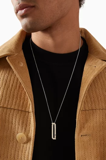 Arabic Letter "Noon" Sapphire Pendant Necklace in Sterling Silver