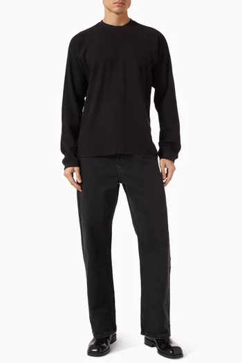 Long Sleeve Waffle T-shirt in Cotton