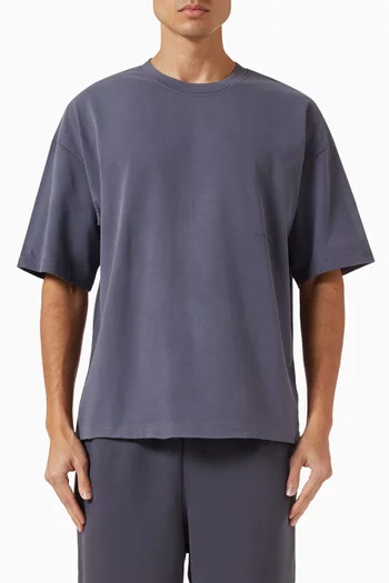 تي شيرت بقصة مربعة قطن بلون باهت