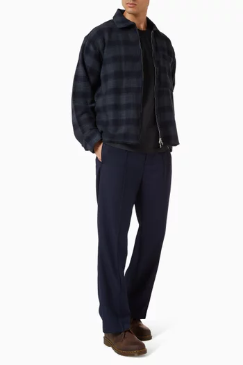 قميص بسحّاب ونقشة مربعات قطن