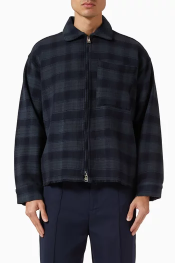 قميص بسحّاب ونقشة مربعات قطن